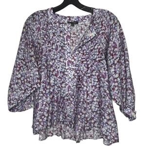 Stevie Howell Girly Floral Lightweight Floral Cottage Coastal Blouse Size S/M